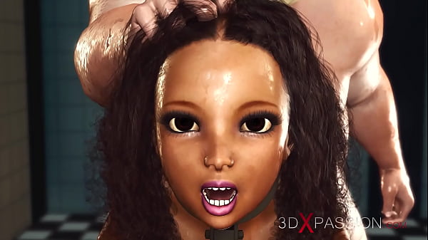 Machine à baiser Ébène chaud dans les contraintes et gros chef fou