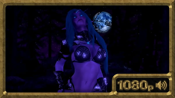 Tyrande, magnifique elfe de la nuit dansant au clair de lune